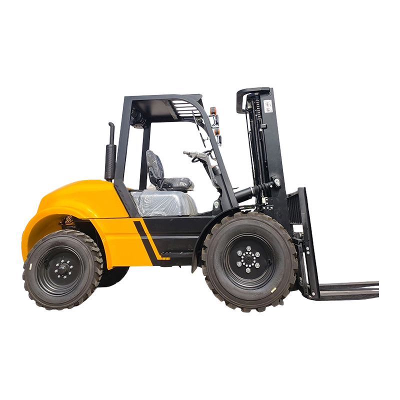 Trak Forklift Luar Jalan Semua Rupa Bumi 3.5 Tan Forklift Diesel dengan 4.8m Triple Tiang